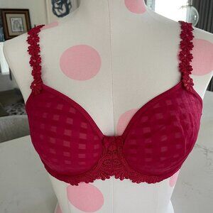 Marie Jo Avero Unlined Multiway Underwire Checkered Fabric & Lace Bra Red 32D